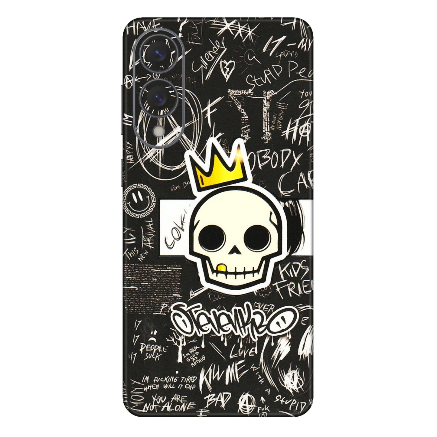 Samsung A/S Series Phone Skins (All Models) - Funny Skull Black Chalk Grafitti - 3D Embossed Finish (L-22) Samsung Galaxy S25 Edge