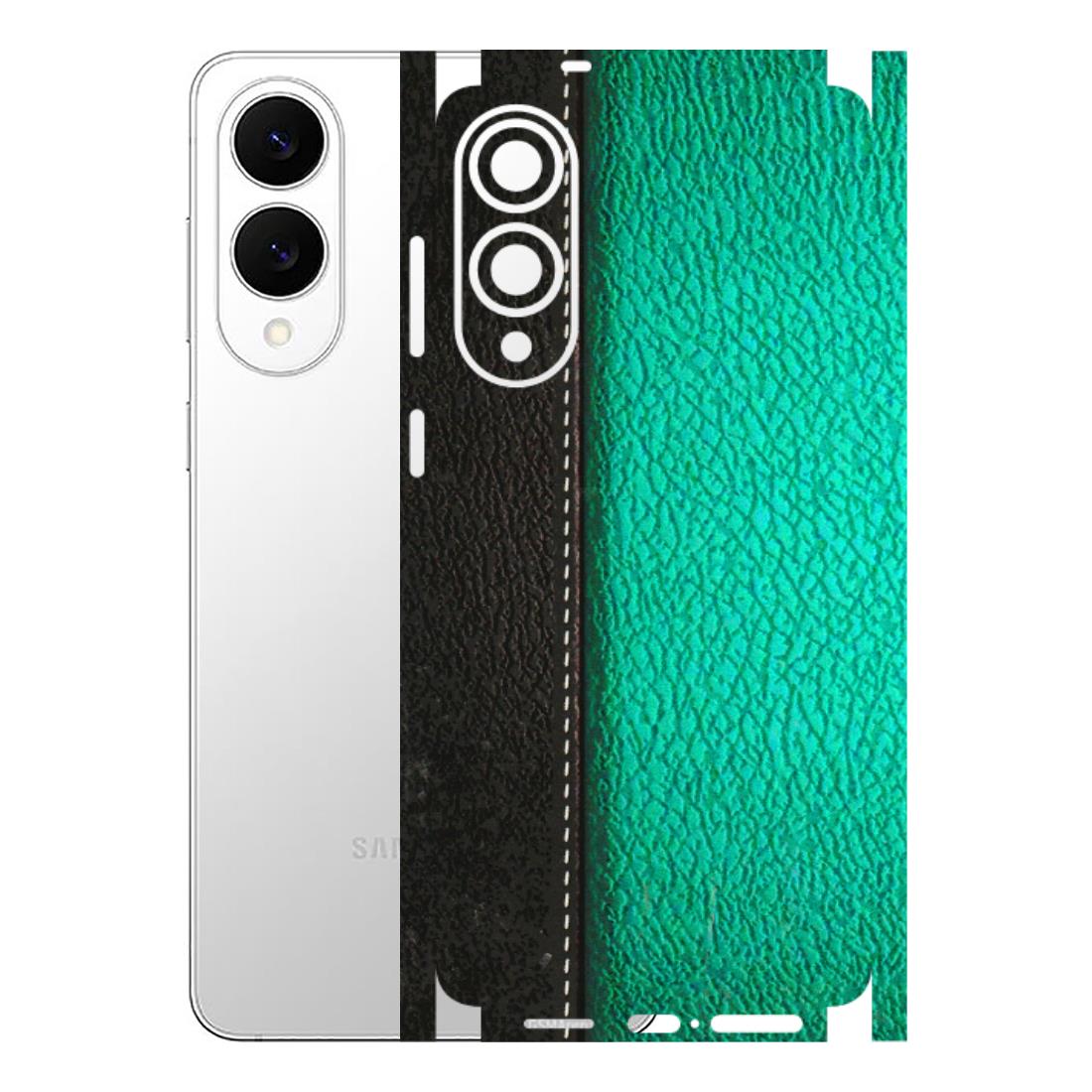 Samsung A/S Series Phone Skins (All Models) - Black Green Dual Leather Stich - 3D Embossed Finish (L-233) Samsung Galaxy S25 Edge