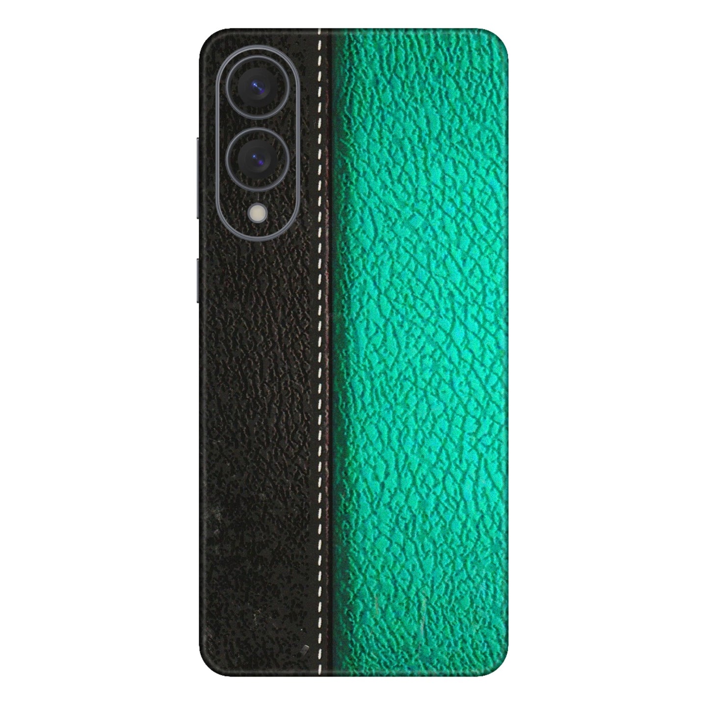 Samsung A/S Series Phone Skins (All Models) - Black Green Dual Leather Stich - 3D Embossed Finish (L-233) Samsung Galaxy S25 Edge
