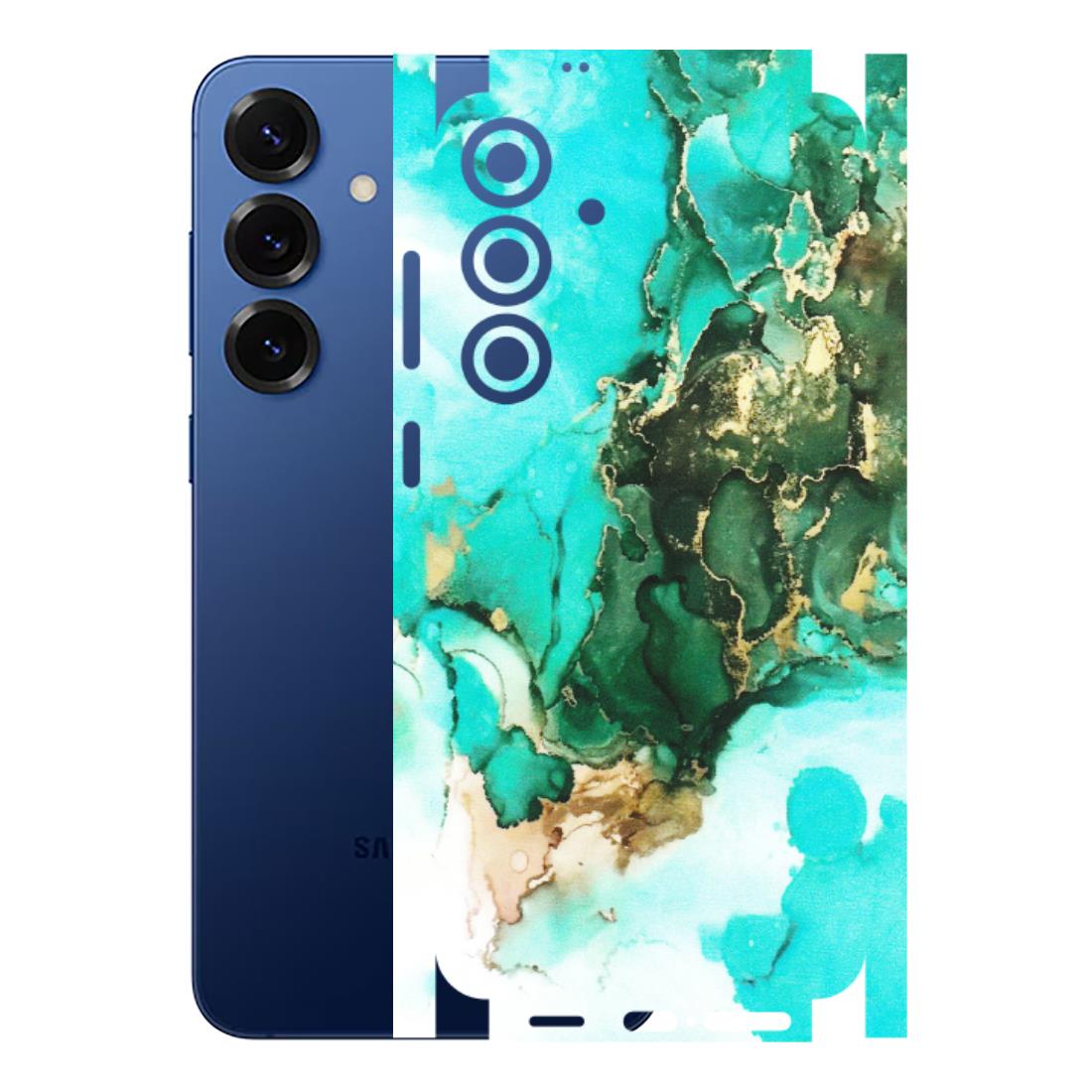 Samsung A/S Series Phone Skins (All Models) - The Blue Gold Marble - Matte Finish (M-124) Samsung Galaxy S25 Plus