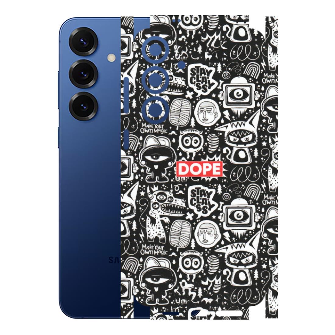 Samsung A/S Series Phone Skins (All Models) - Dope Stay Classy Black Doodles - Matte Finish (M-126) Samsung Galaxy S25 Plus