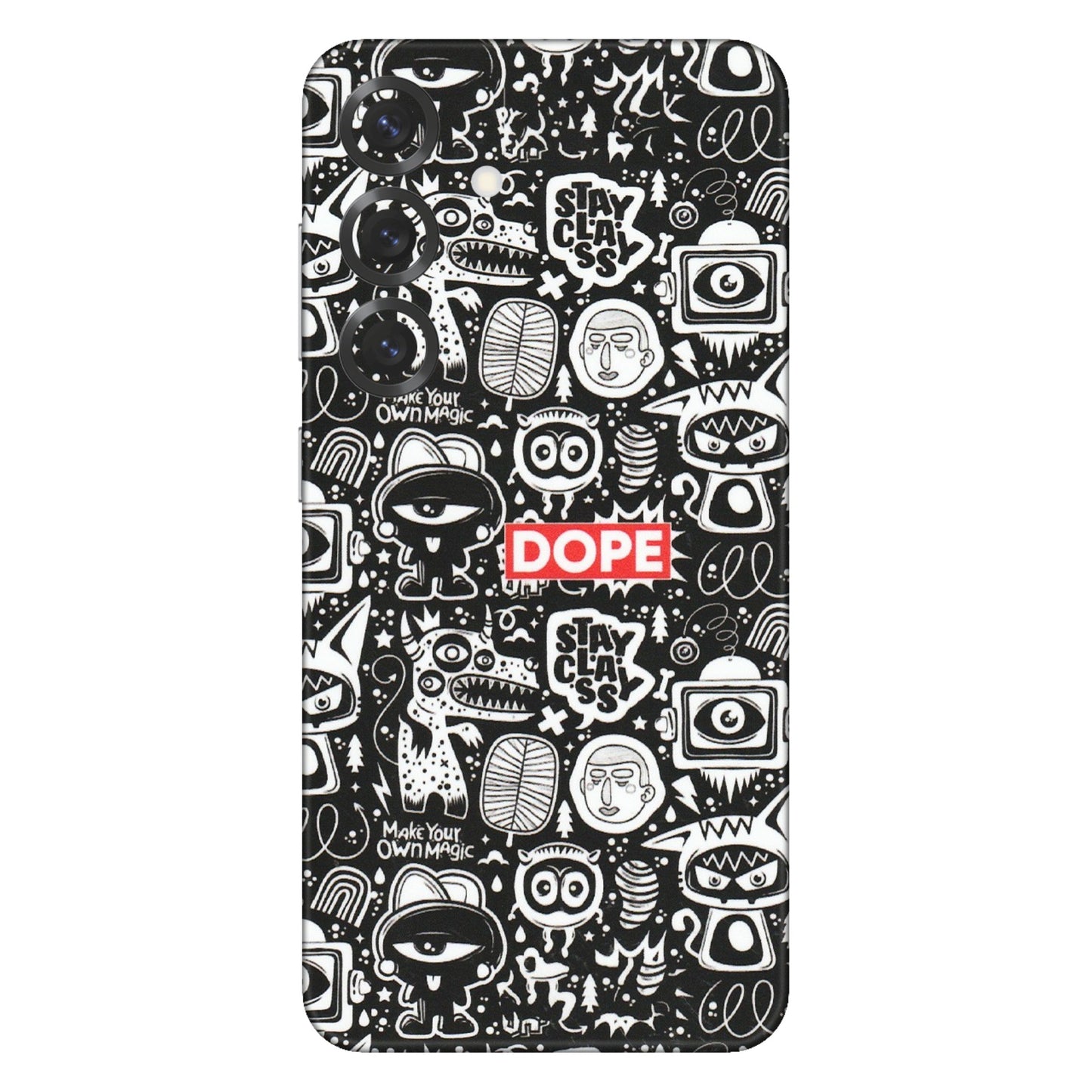 Samsung A/S Series Phone Skins (All Models) - Dope Stay Classy Black Doodles - Matte Finish (M-126) Samsung Galaxy S25 Plus