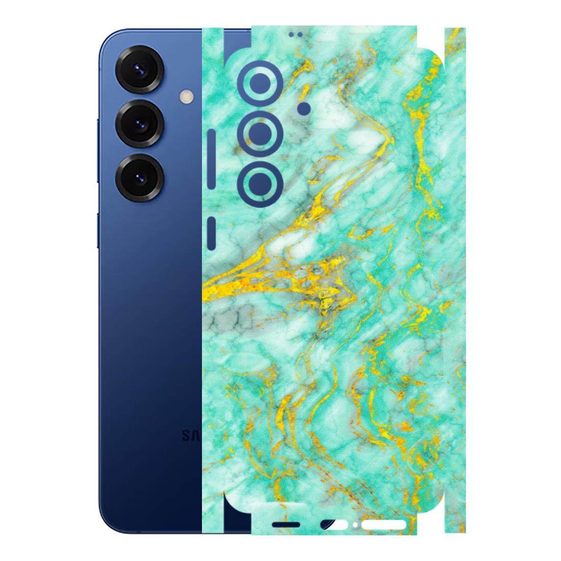 Samsung A/S Series Phone Skins (All Models) - Green And Gold Marble Feel - Matte Finish (M-16) Samsung Galaxy S25 Plus