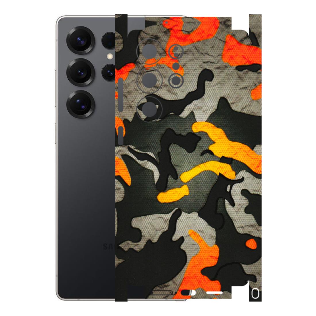Samsung A/S Series Phone Skins (All Models) - Orange Camouflage - 3D Embossed Finish (L-204) Samsung Galaxy S25 Ultra (5G)