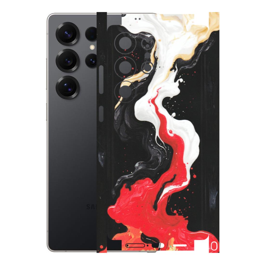Samsung A/S Series Phone Skins (All Models) - Black Red White Paint Splash Fusion - Matte Finish (M-56) Samsung Galaxy S25 Ultra (5G)