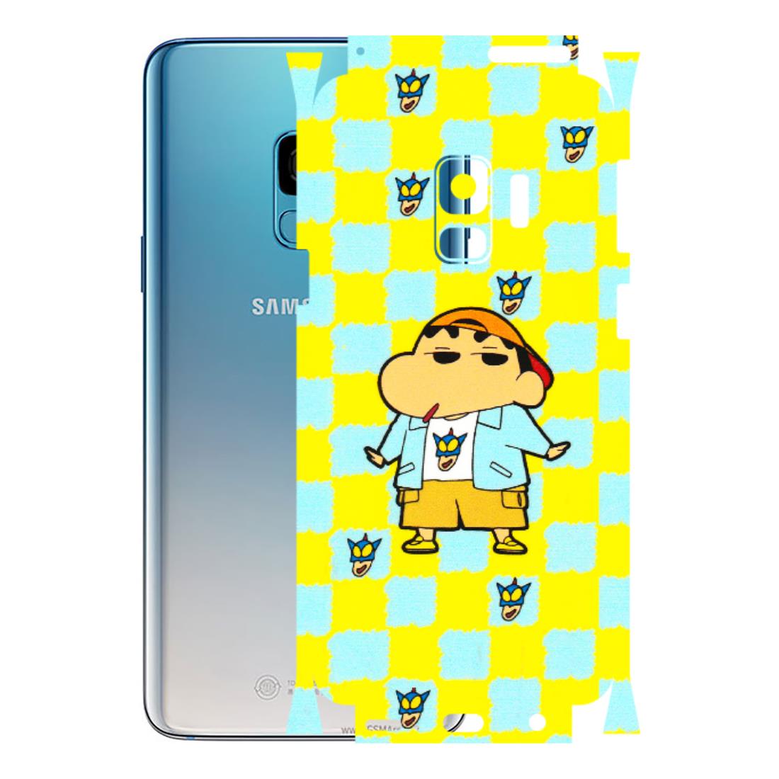 Samsung A/S Series Phone Skins (All Models) - Yellow Blue Shinchan Cute - 3D Embossed Finish (L-221) Samsung Galaxy S9