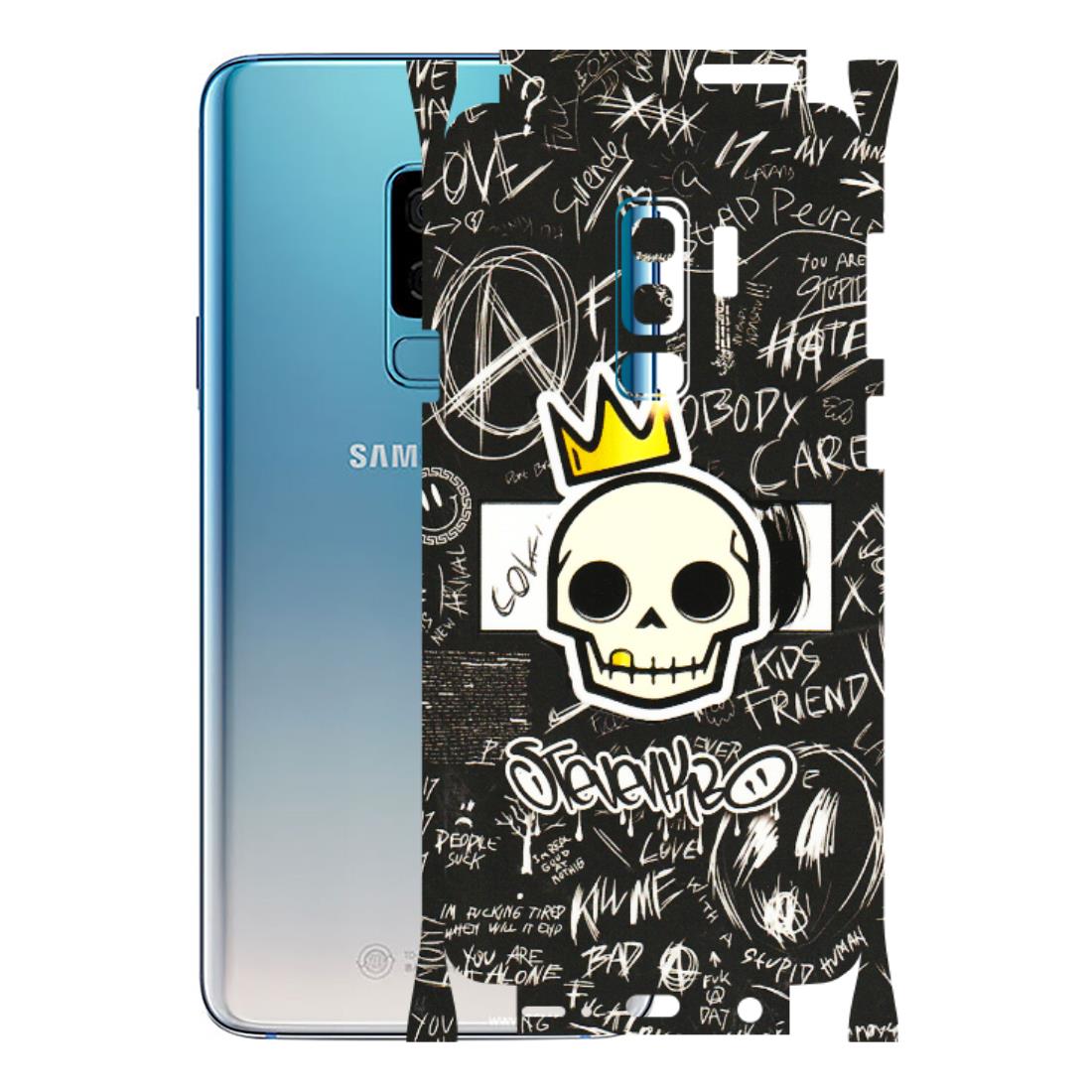 Samsung A/S Series Phone Skins (All Models) - Funny Skull Black Chalk Grafitti - 3D Embossed Finish (L-22) Samsung Galaxy S9 Plus