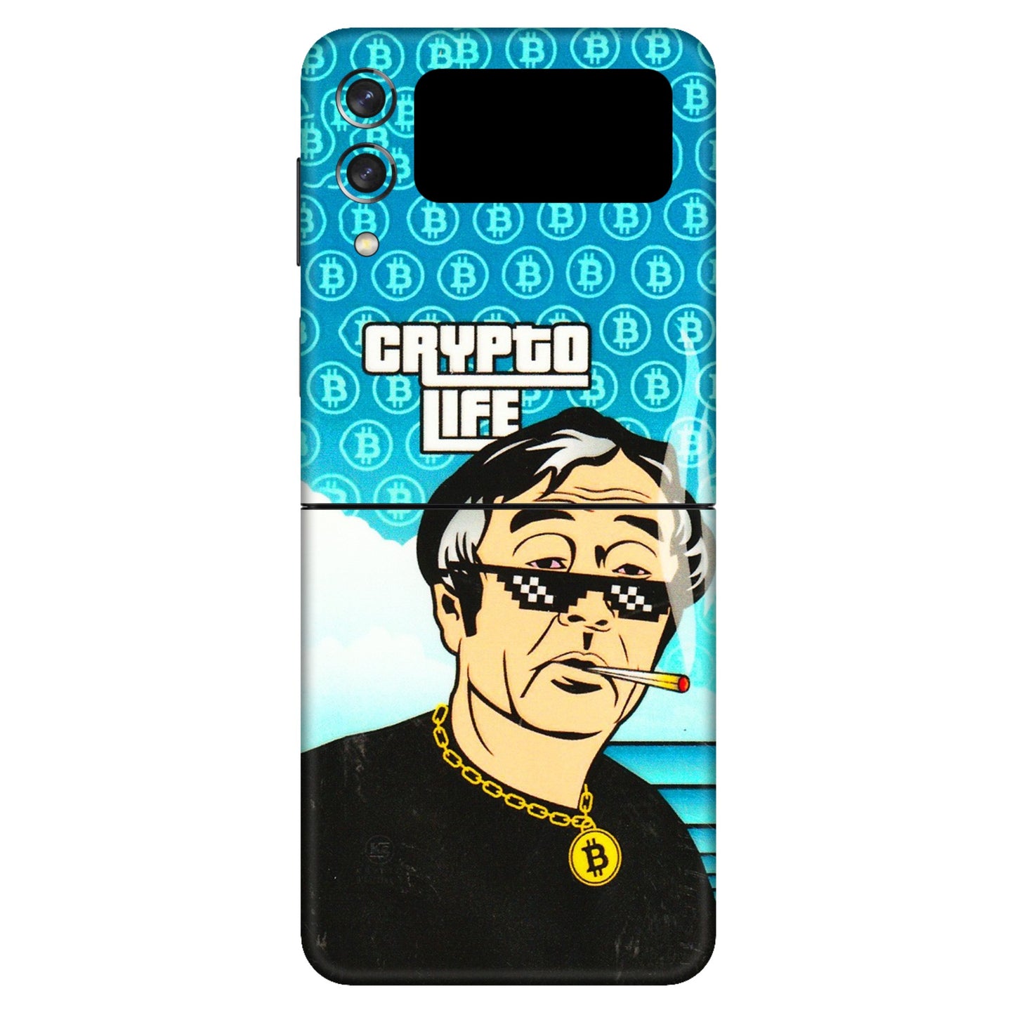 Samsung M/F/Note/Flip and C Phone Skins (All Models) - Crypto Thug Life - 3D Embossed Finish (L-179) Samsung Galaxy Z Flip 3 (5G)