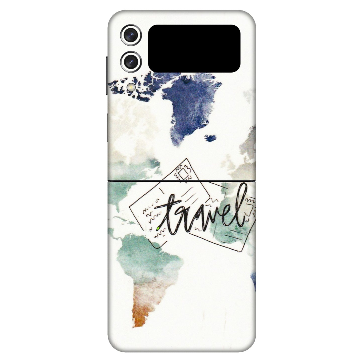 Samsung M/F/Note/Flip and C Phone Skins (All Models) - Travel The World - 3D Embossed Finish (L-232) Samsung Galaxy Z Flip 3 (5G)