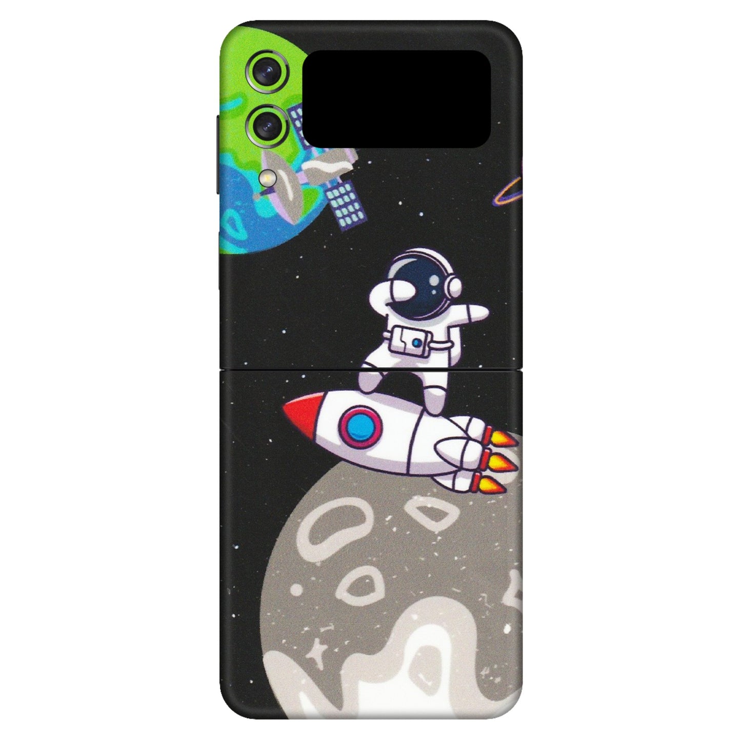 Samsung M/F/Note/Flip and C Phone Skins (All Models) - Astronaut Vibing Toon Running - Matte Finish (M-39) Samsung Galaxy Z Flip 3 (5G)