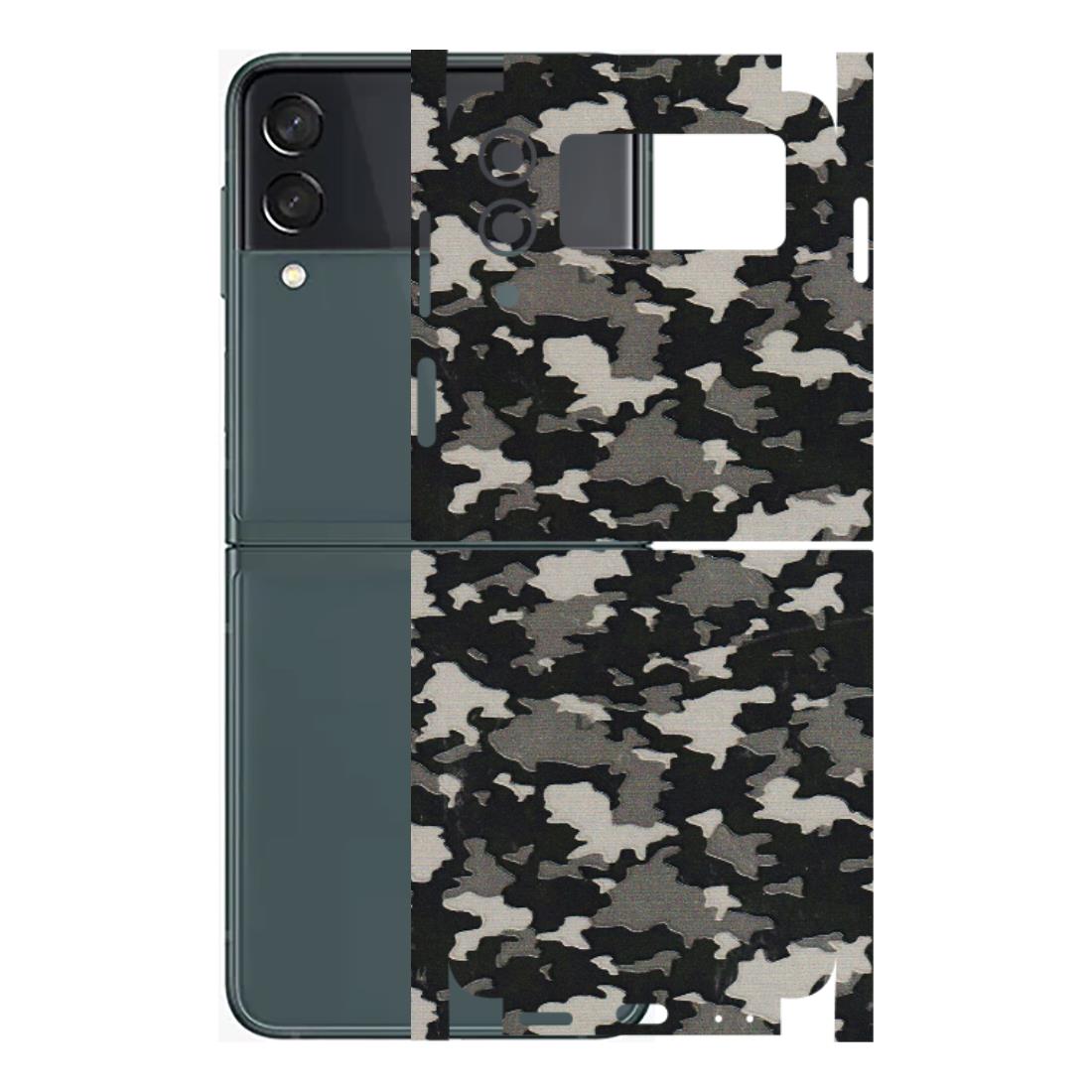 Samsung M/F/Note/Flip and C Phone Skins (All Models) - Black/Grey Camoflaunge - 3D Embossed Finish (L-142) Samsung Galaxy Z Flip 3 (5G)