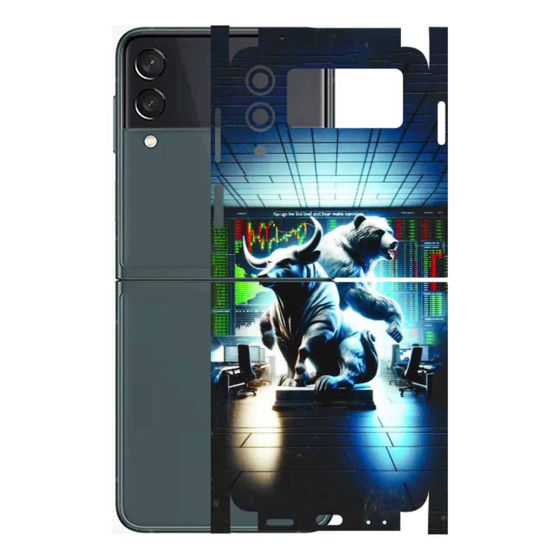 Samsung M/F/Note/Flip and C Phone Skins (All Models) - Stock Market Sensex Bear vs Bulls - 3D Embossed Finish (L-15) Samsung Galaxy Z Flip 3 (5G)