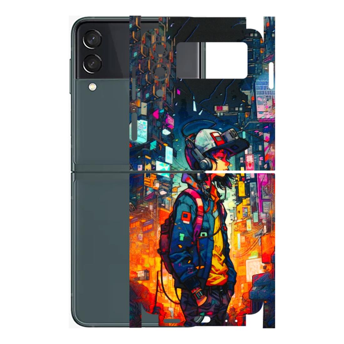 Samsung M/F/Note/Flip and C Phone Skins (All Models) - Street Anime Guy - 3D Embossed Finish (L-158) Samsung Galaxy Z Flip 3 (5G)