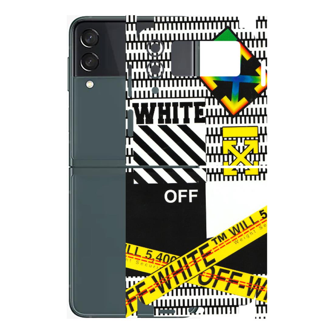 Samsung M/F/Note/Flip and C Phone Skins (All Models) - White Off Abstract - 3D Embossed Finish (L-172) Samsung Galaxy Z Flip 3 (5G)