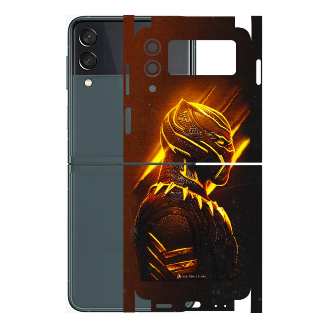 Samsung M/F/Note/Flip and C Phone Skins (All Models) - Gold Black Panther - 3D Embossed Finish (L-181) Samsung Galaxy Z Flip 3 (5G)