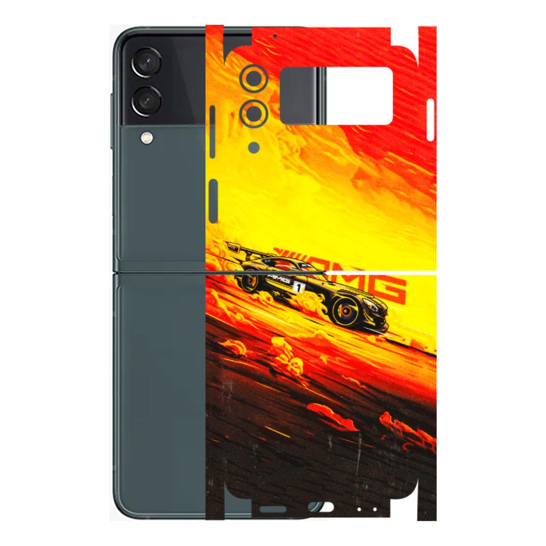 Samsung M/F/Note/Flip and C Phone Skins (All Models) - AMG Car Speed Cover - 3D Embossed Finish (L-256) Samsung Galaxy Z Flip 3 (5G)