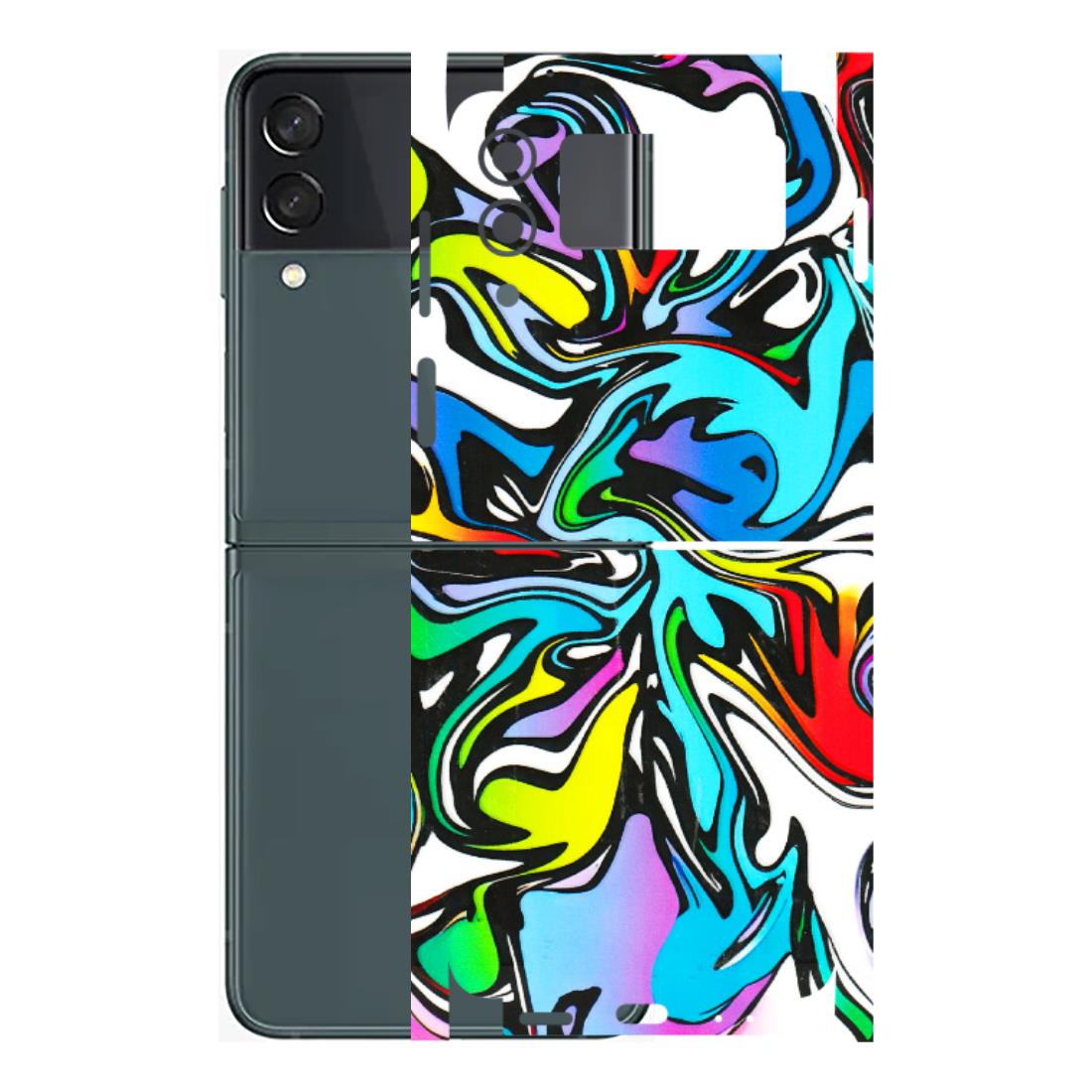 Samsung M/F/Note/Flip and C Phone Skins (All Models) - Abstract Colour Paints - 3D Embossed Finish (L-271) Samsung Galaxy Z Flip 3 (5G)