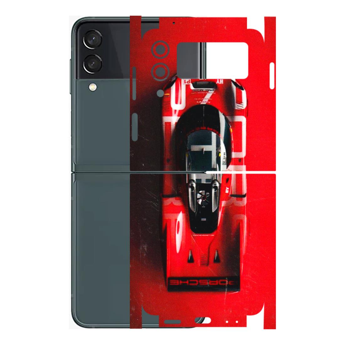 Samsung M/F/Note/Flip and C Phone Skins (All Models) - Red Porsche Car Logo - 3D Embossed Finish (L-315) Samsung Galaxy Z Flip 3 (5G)