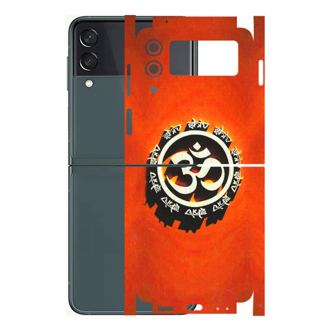 Samsung M/F/Note/Flip and C Phone Skins (All Models) - Aum Shiv Orange - 3D Embossed Finish (L-32) Samsung Galaxy Z Flip 3 (5G)
