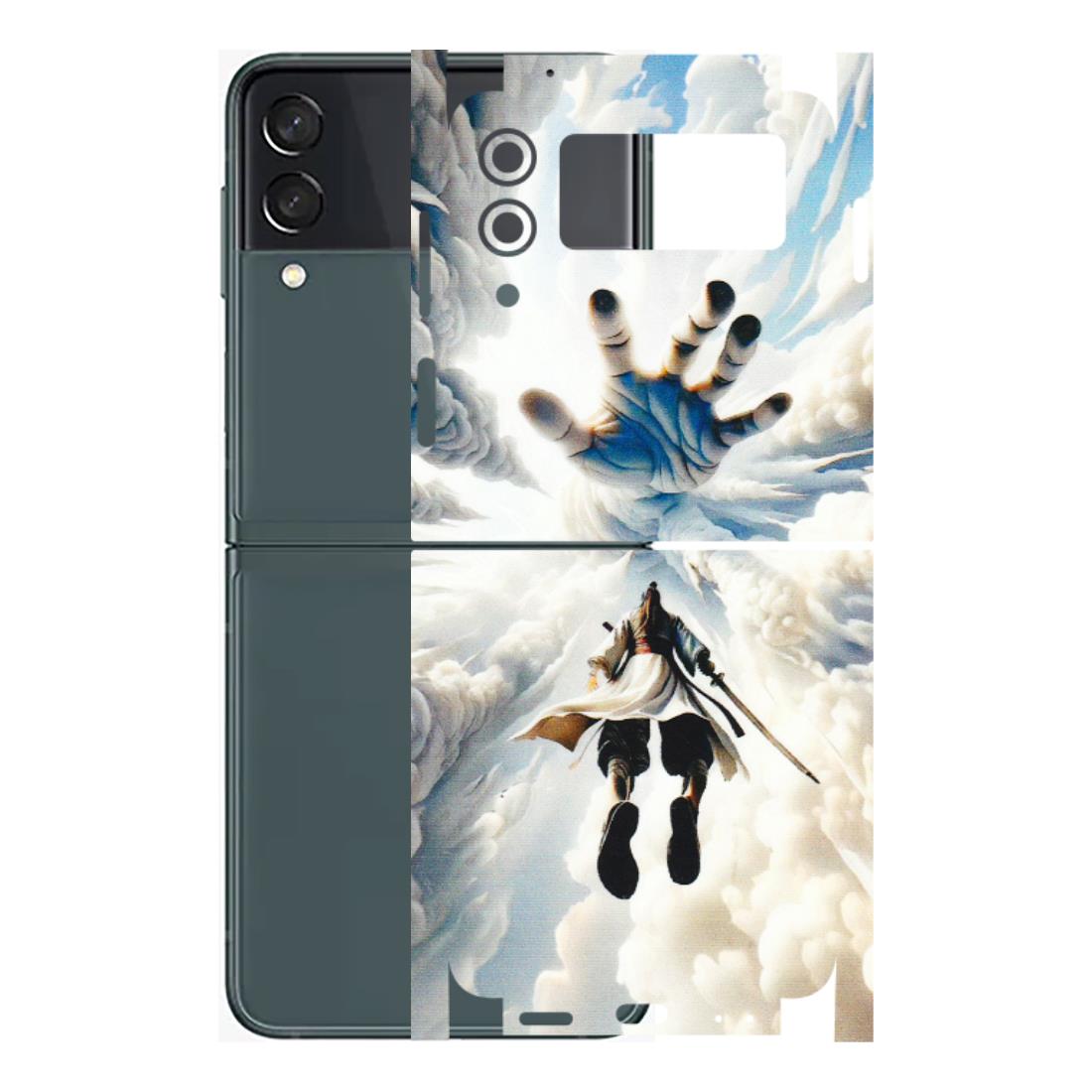 Samsung M/F/Note/Flip and C Phone Skins (All Models) - Big Hand With Monkey King - 3D Embossed Finish (L-323) Samsung Galaxy Z Flip 3 (5G)