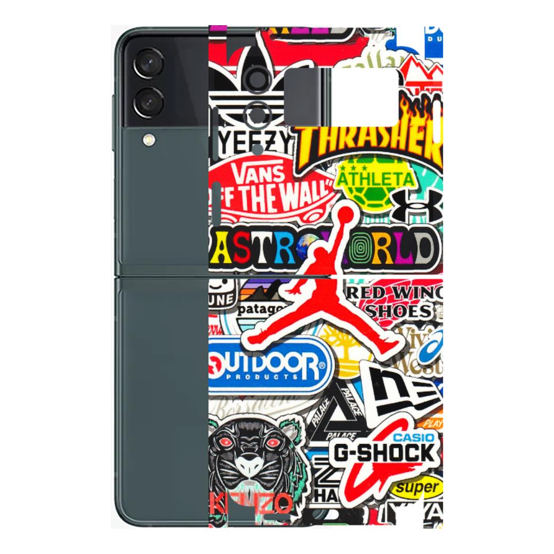 Samsung M/F/Note/Flip and C Phone Skins (All Models) - Multi Brands Sticker Graffiti - 3D Embossed Finish (L-37) Samsung Galaxy Z Flip 3 (5G)