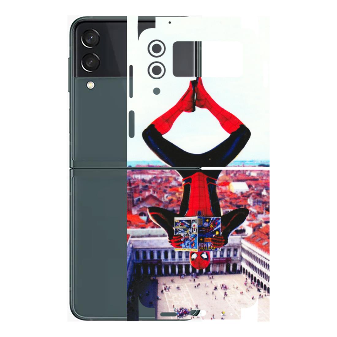 Samsung M/F/Note/Flip and C Phone Skins (All Models) - Spiderman Hanging - 3D Embossed Finish (L-53) Samsung Galaxy Z Flip 3 (5G)