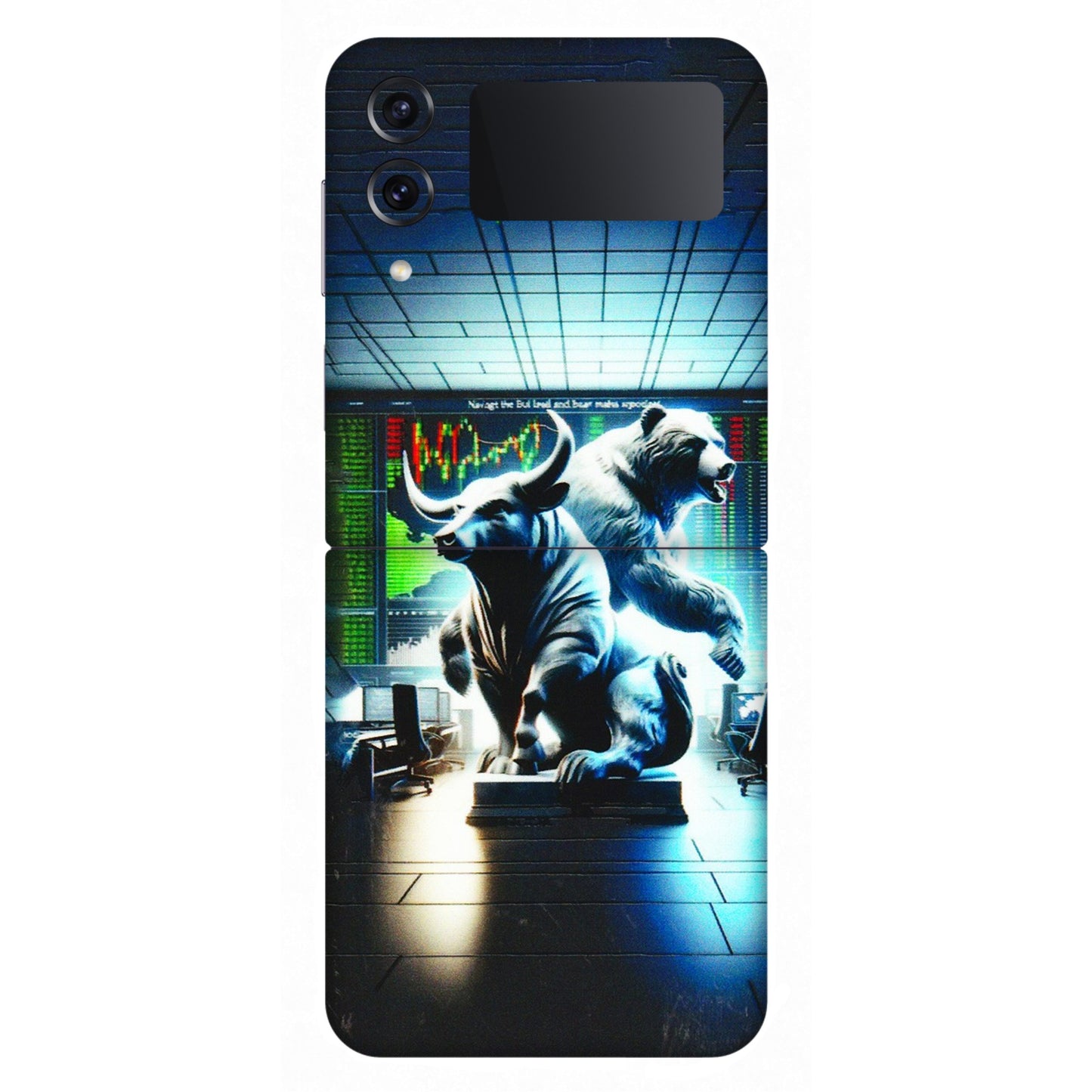 Samsung M/F/Note/Flip and C Phone Skins (All Models) - Stock Market Sensex Bear vs Bulls - 3D Embossed Finish (L-15) Samsung Galaxy Z Flip 4