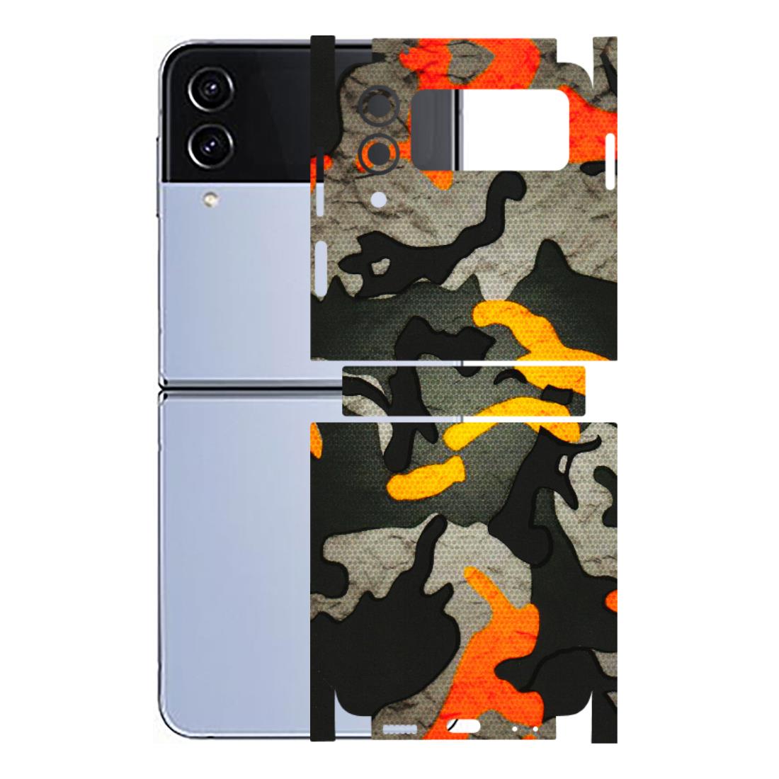 Samsung M/F/Note/Flip and C Phone Skins (All Models) - Orange Camouflage - 3D Embossed Finish (L-204) Samsung Galaxy Z Flip 4