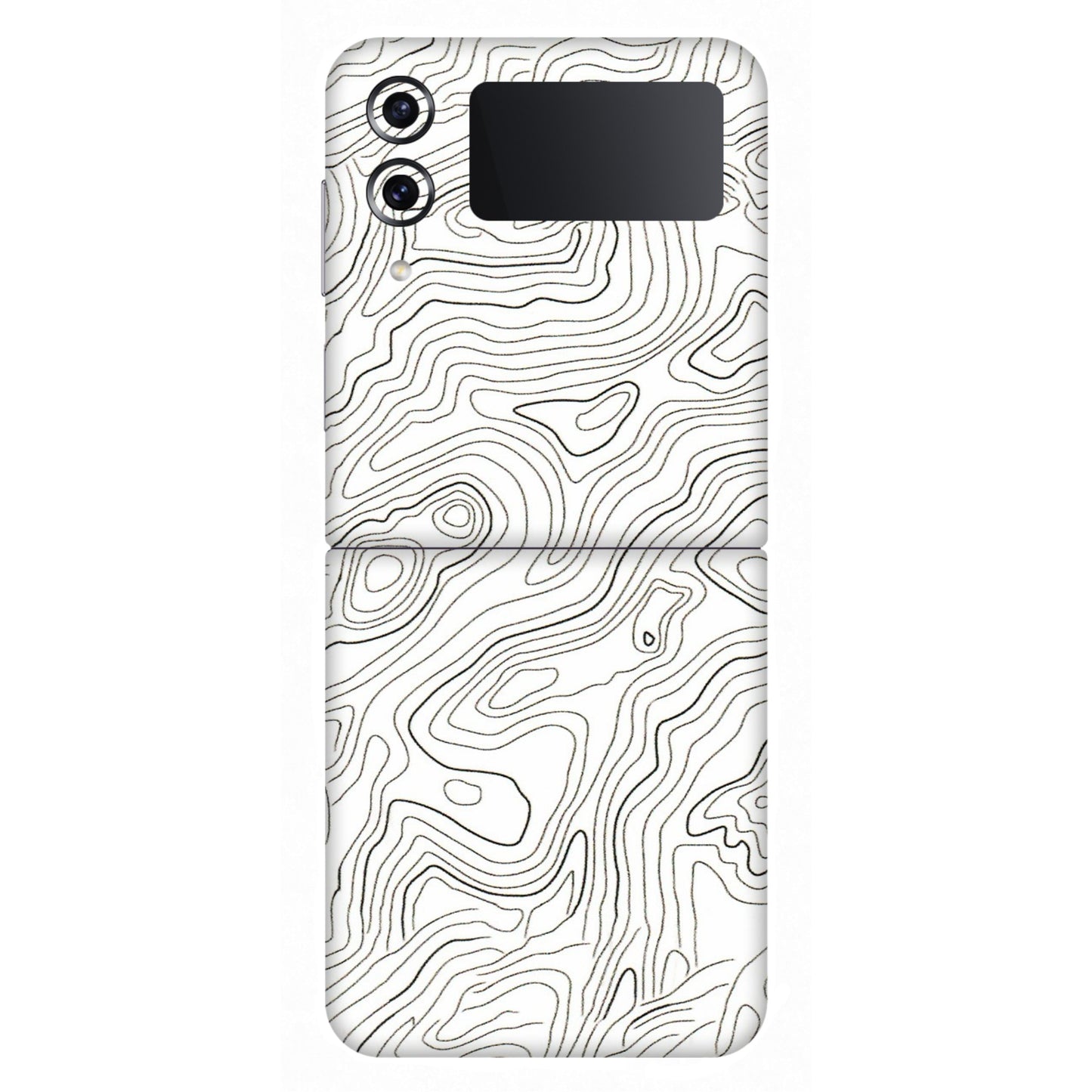 Samsung M/F/Note/Flip and C Phone Skins (All Models) - White Black Swirls - 3D Embossed Finish (L-219) Samsung Galaxy Z Flip 4