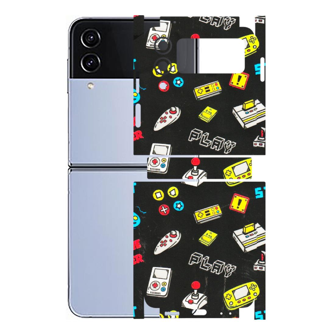 Samsung M/F/Note/Flip and C Phone Skins (All Models) - Gaming Doodles - 3D Embossed Finish (L-224) Samsung Galaxy Z Flip 4