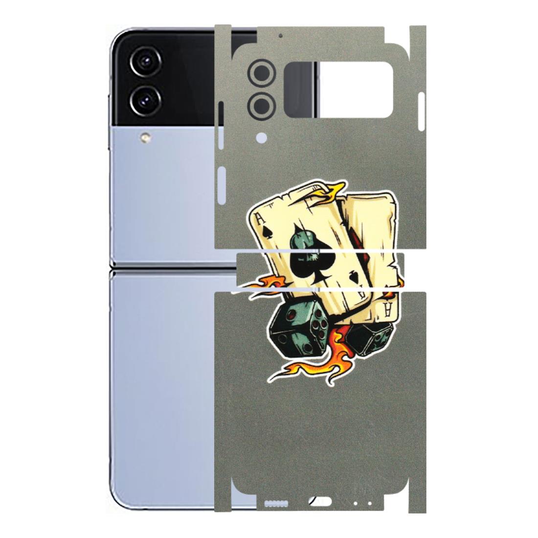 Samsung M/F/Note/Flip and C Phone Skins (All Models) - Grey Cards Of Ace - 3D Embossed Finish (L-77) Samsung Galaxy Z Flip 4
