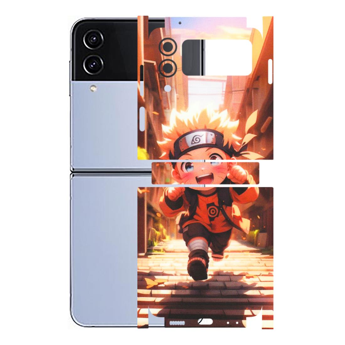 Samsung M/F/Note/Flip and C Phone Skins (All Models) - Naruto Cute Toon Running - Matte Finish (M-04) Samsung Galaxy Z Flip 4