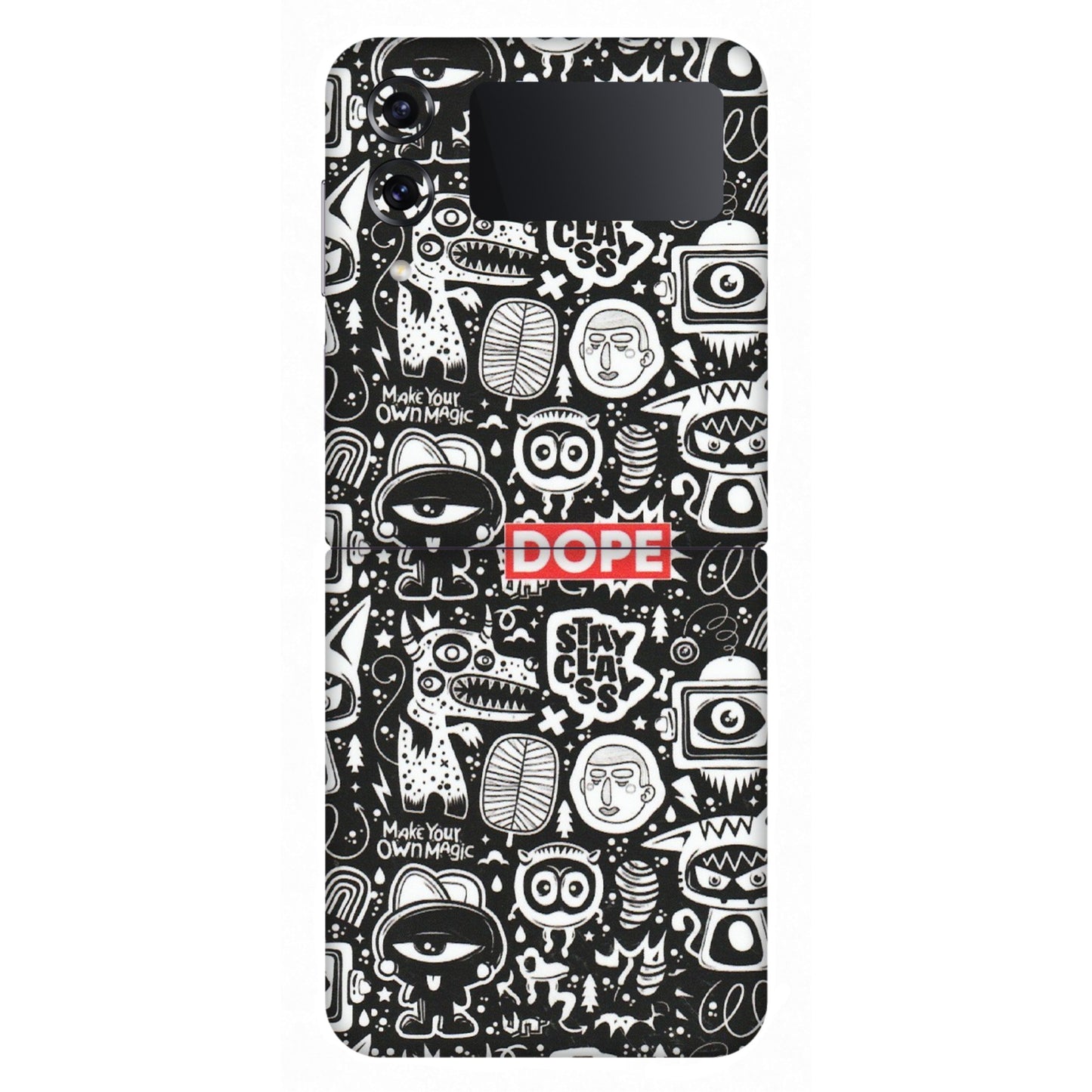 Samsung M/F/Note/Flip and C Phone Skins (All Models) - Dope Stay Classy Black Doodles - Matte Finish (M-126) Samsung Galaxy Z Flip 4