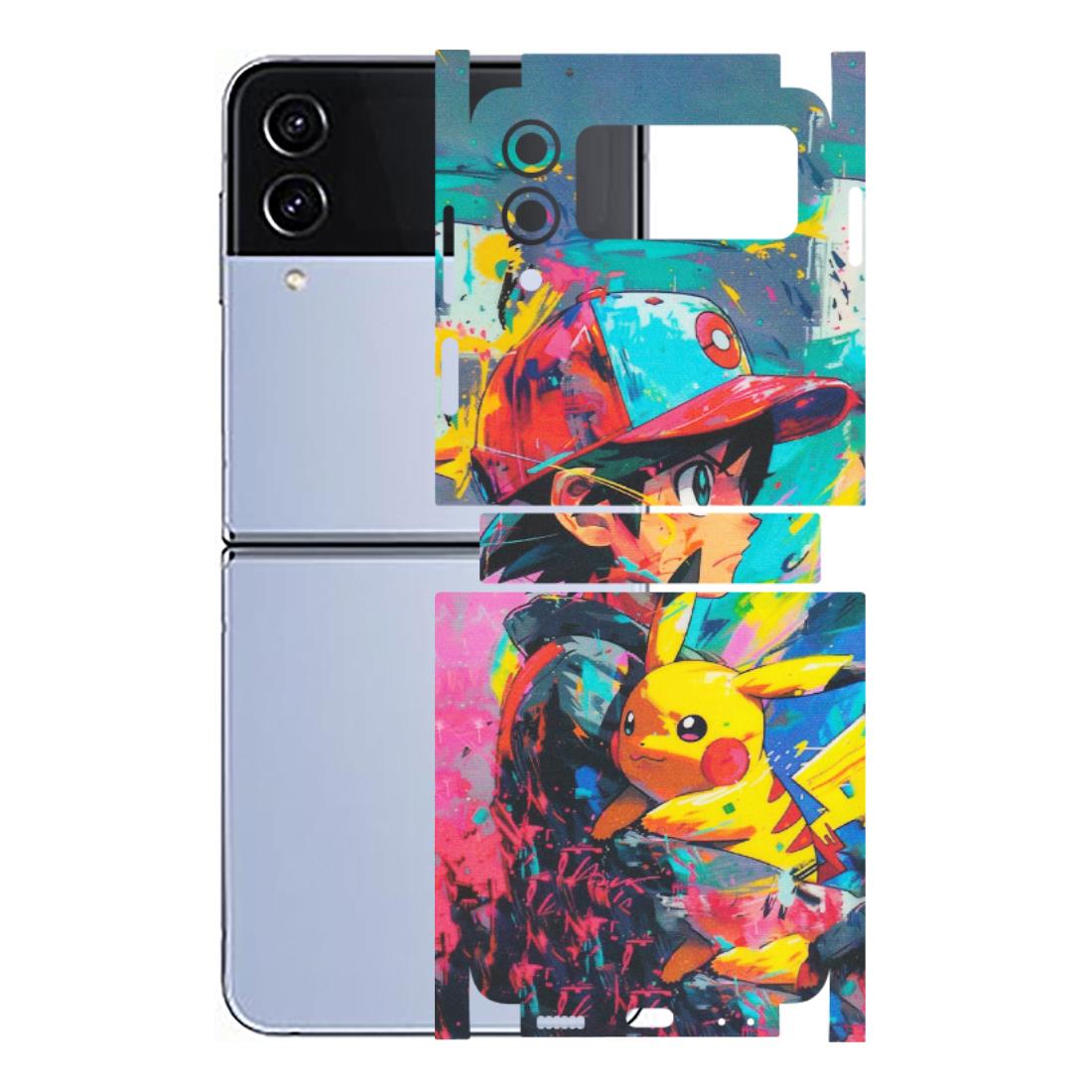 Samsung M/F/Note/Flip and C Phone Skins (All Models) - Ash & Pikachu - Matte Finish (M-26) Samsung Galaxy Z Flip 4