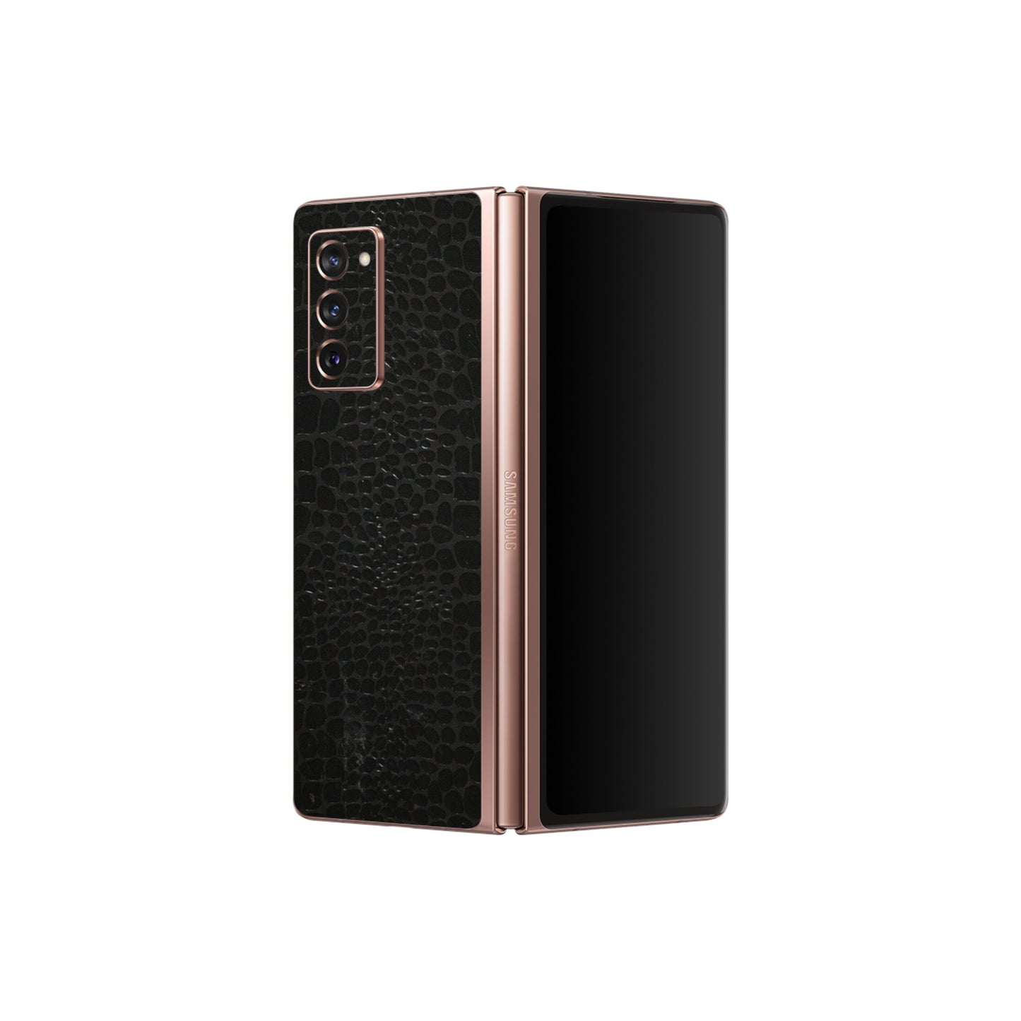 Samsung M/F/Note/Flip and C Phone Skins (All Models) - Snake Leather Black - 3D Embossed Finish (L-107) Samsung Galaxy Z Fold 2