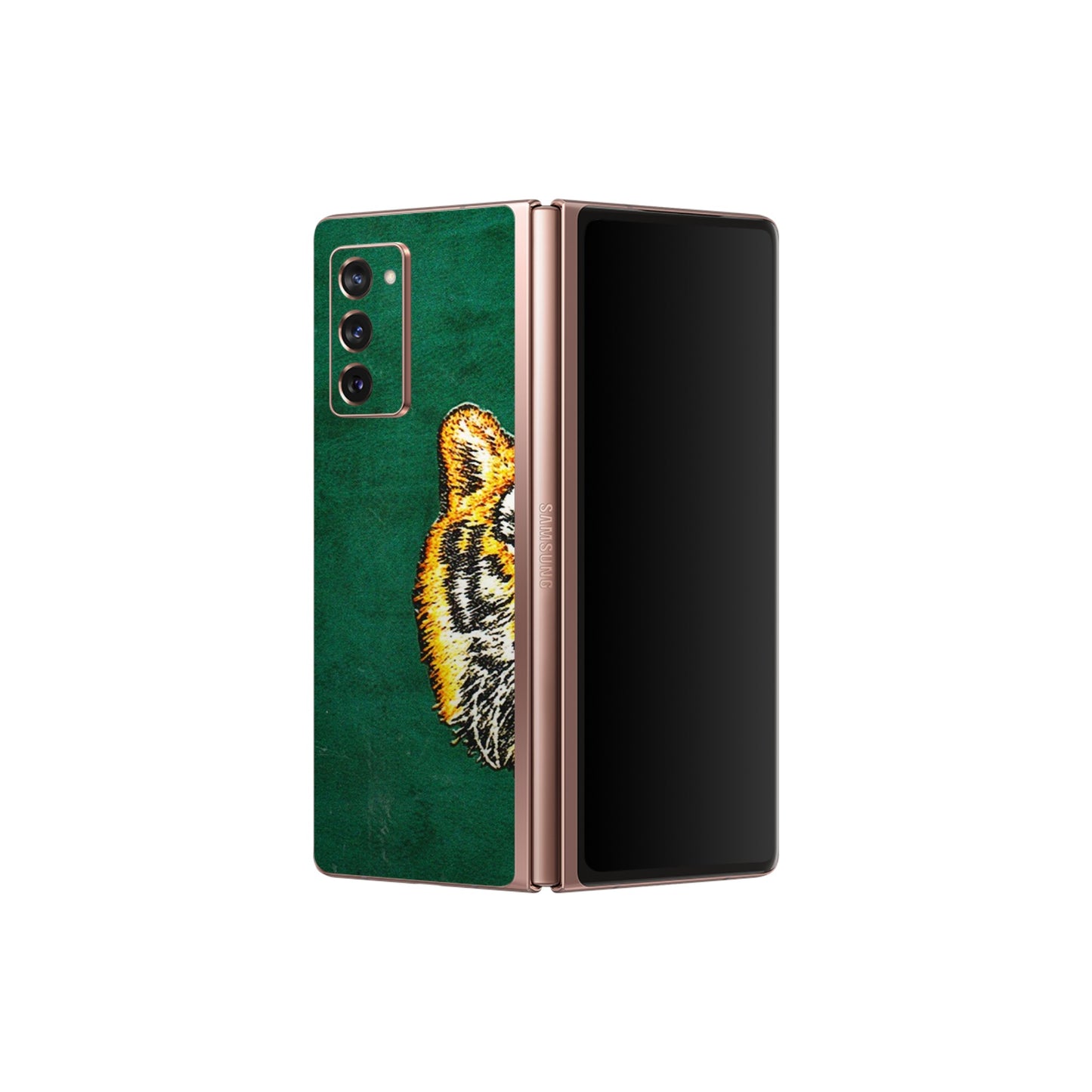 Samsung M/F/Note/Flip and C Phone Skins (All Models) - Leather Feel Tiger - 3D Embossed Finish (L-111) Samsung Galaxy Z Fold 2