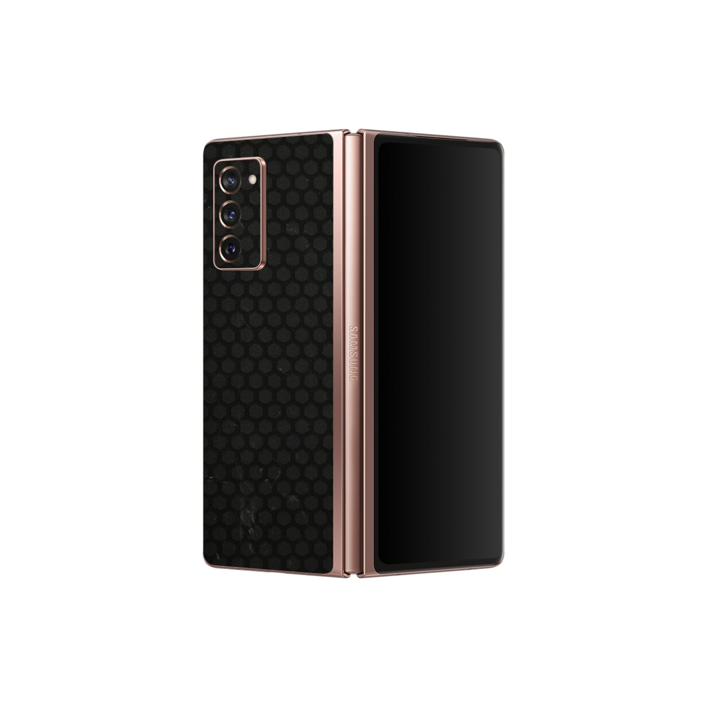 Samsung M/F/Note/Flip and C Phone Skins (All Models) - Black honeycomb - 3D Embossed Finish (L-114) Samsung Galaxy Z Fold 2