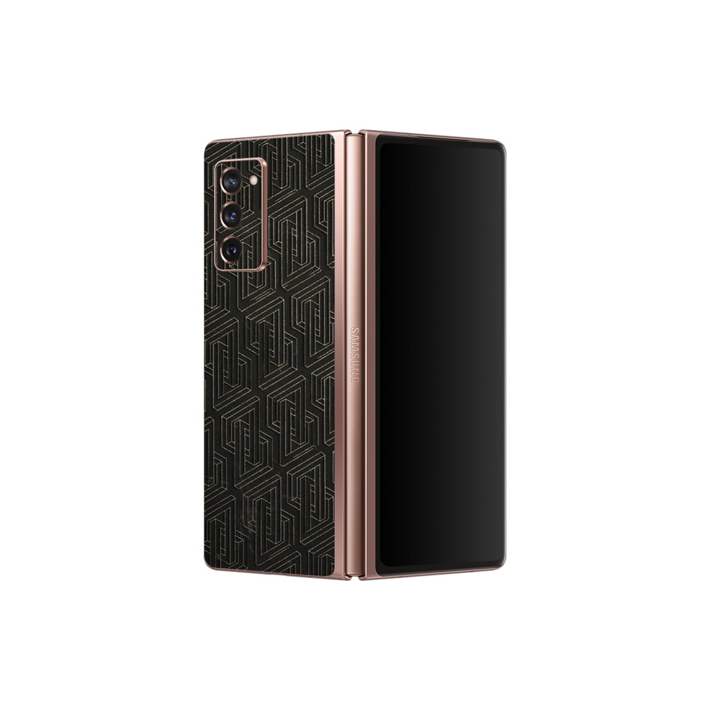 Samsung M/F/Note/Flip and C Phone Skins (All Models) - Black Abstract Pattern - 3D Embossed Finish (L-117) Samsung Galaxy Z Fold 2