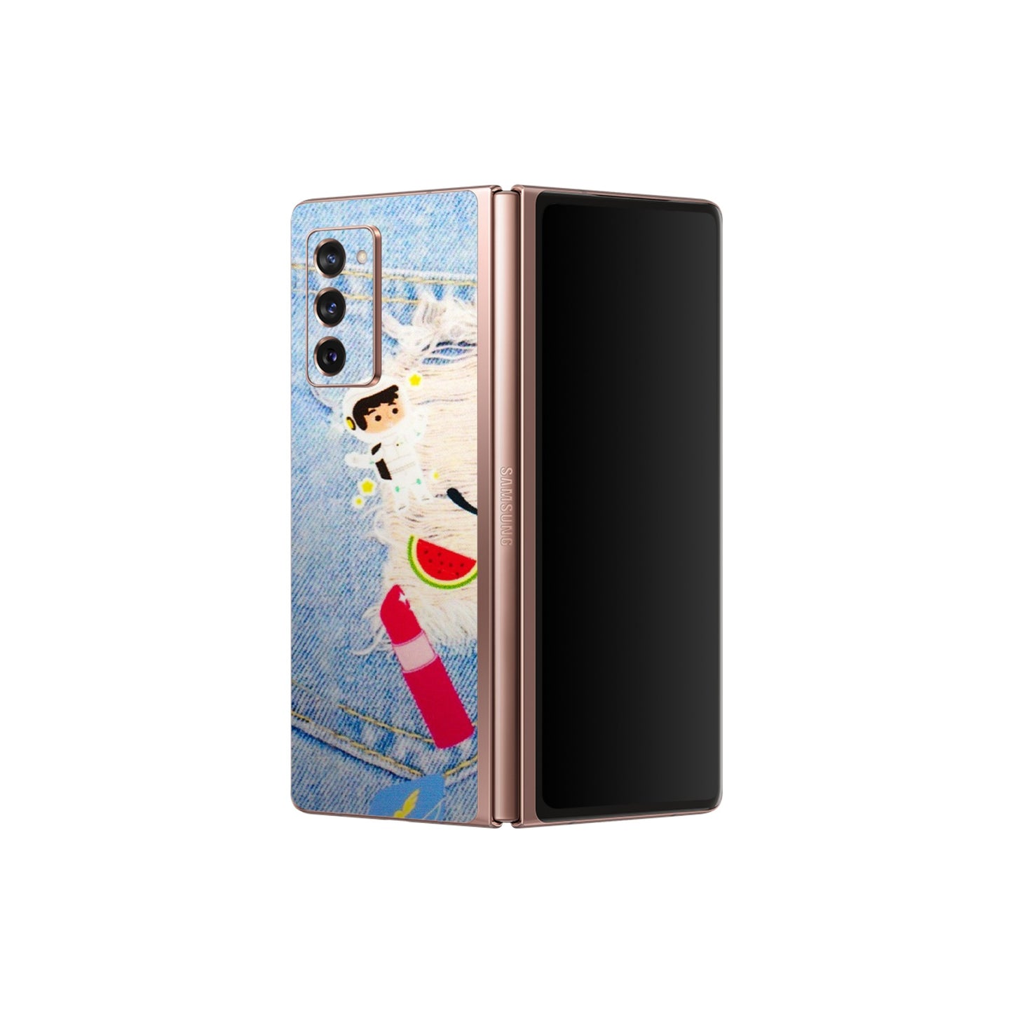 Samsung M/F/Note/Flip and C Phone Skins (All Models) - Denim Jeans Pocket - 3D Embossed Finish (L-134) Samsung Galaxy Z Fold 2