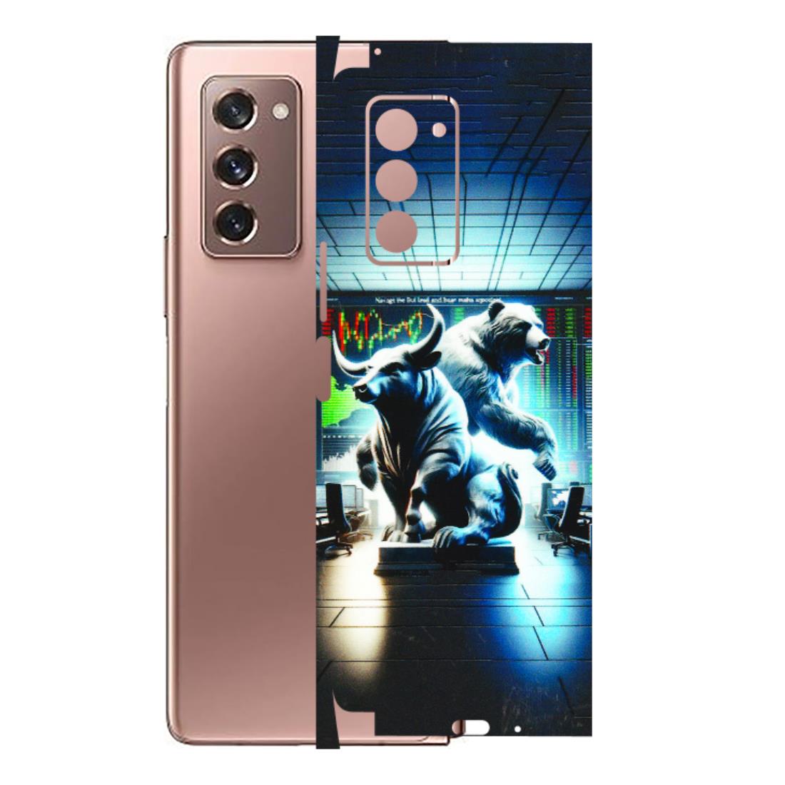 Samsung M/F/Note/Flip and C Phone Skins (All Models) - Stock Market Sensex Bear vs Bulls - 3D Embossed Finish (L-15) Samsung Galaxy Z Fold 2