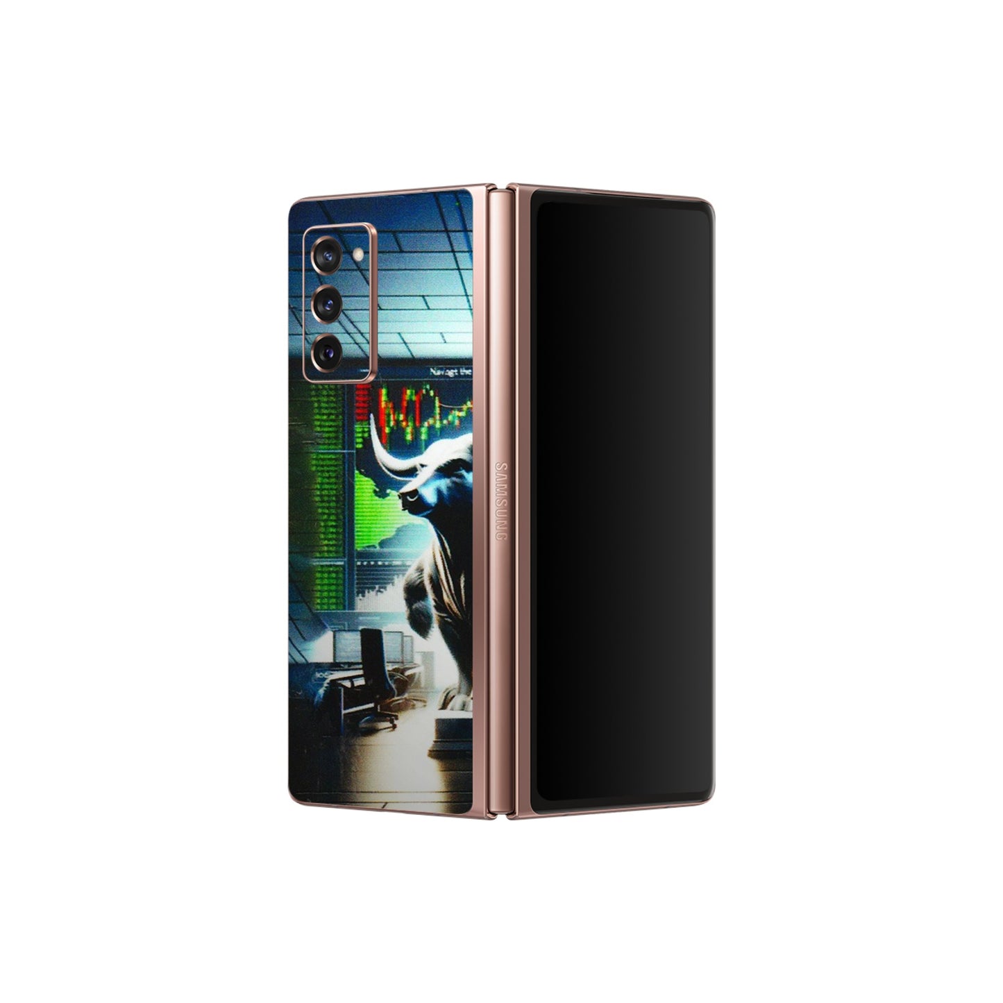 Samsung M/F/Note/Flip and C Phone Skins (All Models) - Stock Market Sensex Bear vs Bulls - 3D Embossed Finish (L-15) Samsung Galaxy Z Fold 2