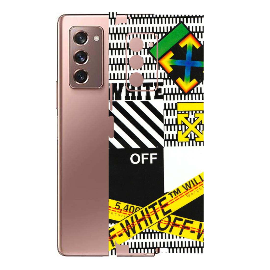 Samsung M/F/Note/Flip and C Phone Skins (All Models) - White Off Abstract - 3D Embossed Finish (L-172) Samsung Galaxy Z Fold 2