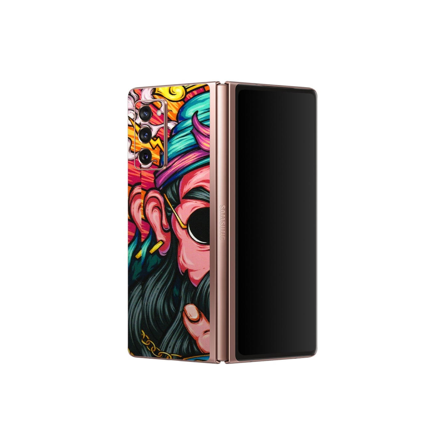 Samsung M/F/Note/Flip and C Phone Skins (All Models) - Battle King Dude Face - 3D Embossed Finish (L-178) Samsung Galaxy Z Fold 2