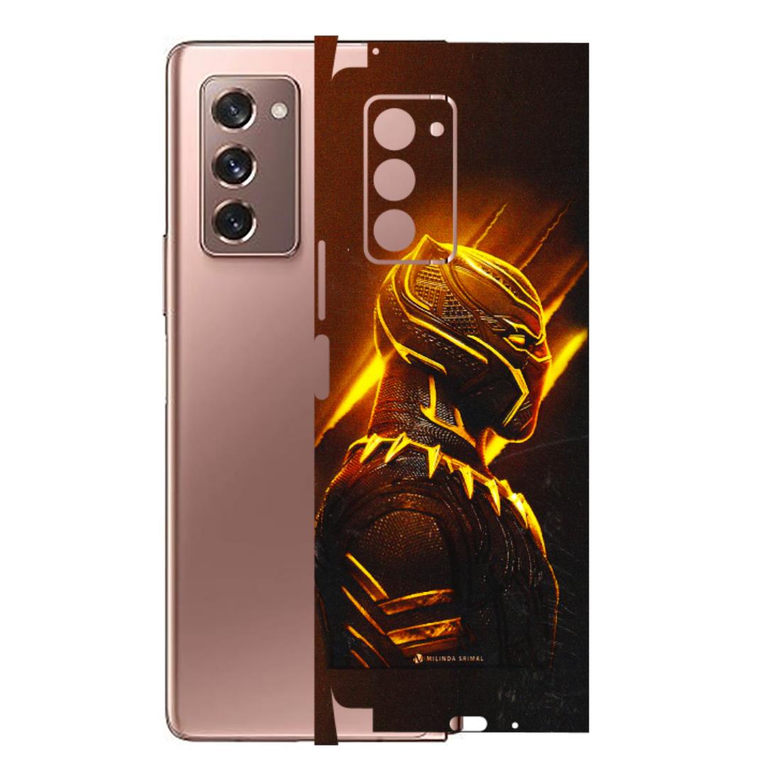 Samsung M/F/Note/Flip and C Phone Skins (All Models) - Gold Black Panther - 3D Embossed Finish (L-181) Samsung Galaxy Z Fold 2