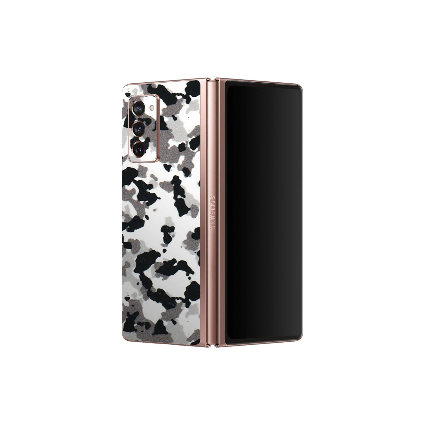 Samsung M/F/Note/Flip and C Phone Skins (All Models) - White Black Camouflage - 3D Embossed Finish (L-18) Samsung Galaxy Z Fold 2