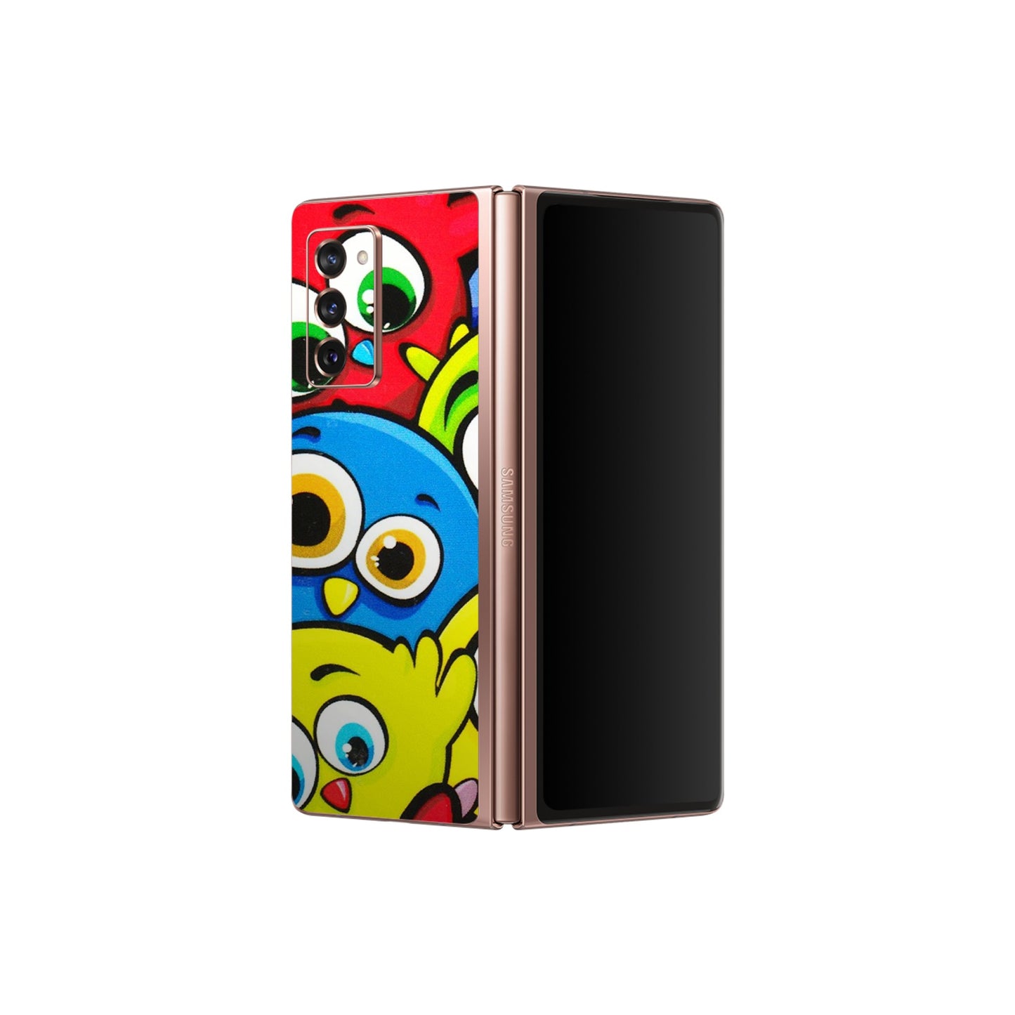 Samsung M/F/Note/Flip and C Phone Skins (All Models) - Cute Fluffy Birds - 3D Embossed Finish (L-213) Samsung Galaxy Z Fold 2