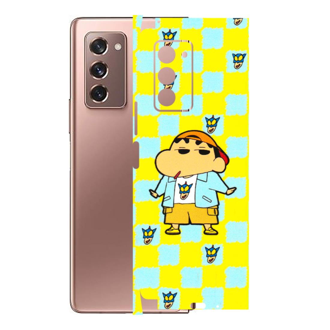 Samsung M/F/Note/Flip and C Phone Skins (All Models) - Yellow Blue Shinchan Cute - 3D Embossed Finish (L-221) Samsung Galaxy Z Fold 2