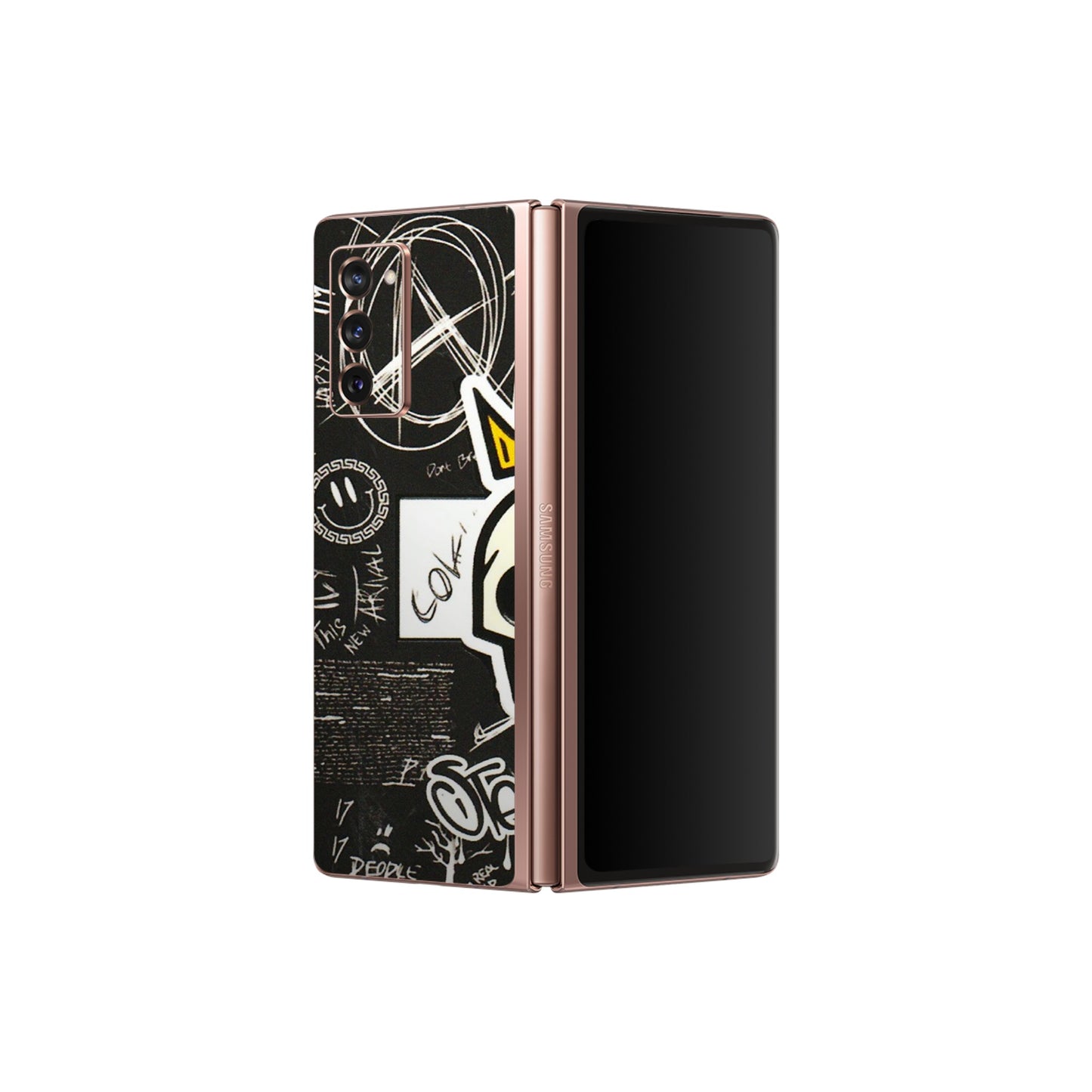 Samsung M/F/Note/Flip and C Phone Skins (All Models) - Funny Skull Black Chalk Grafitti - 3D Embossed Finish (L-22) Samsung Galaxy Z Fold 2