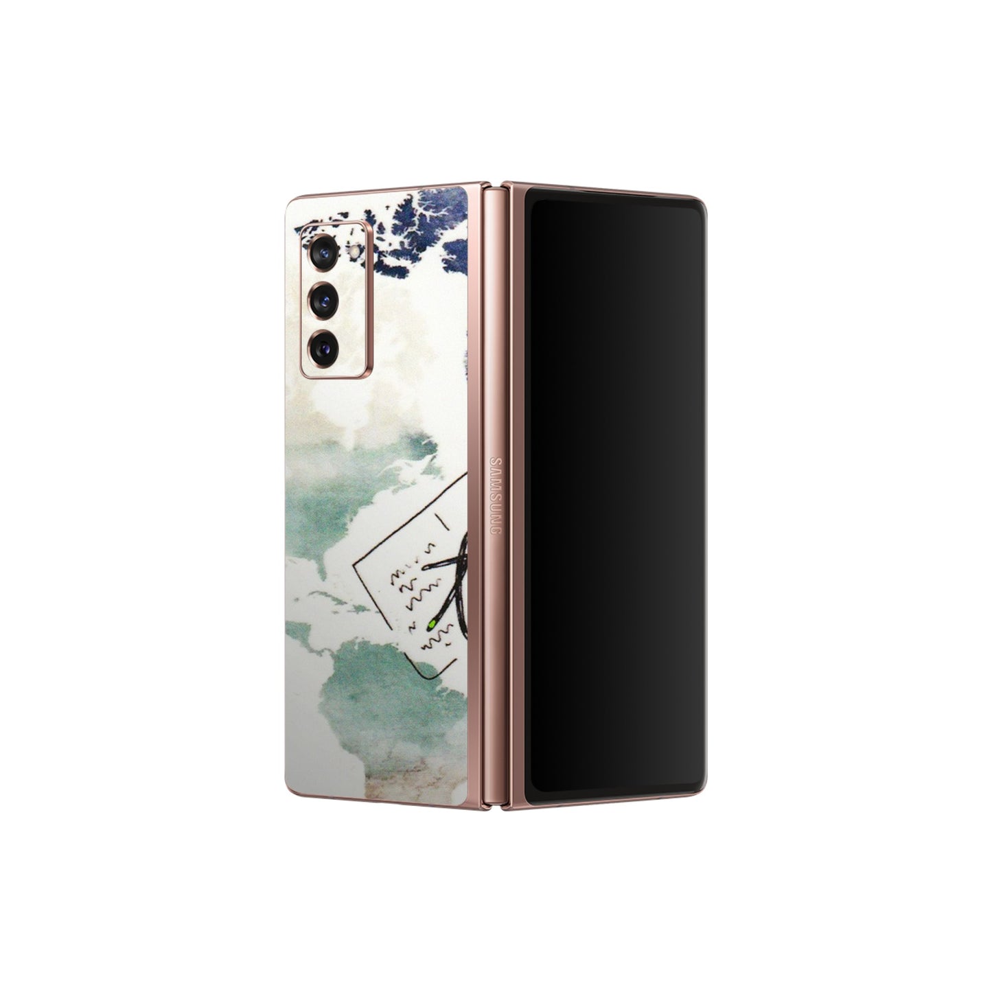 Samsung M/F/Note/Flip and C Phone Skins (All Models) - Travel The World - 3D Embossed Finish (L-232) Samsung Galaxy Z Fold 2