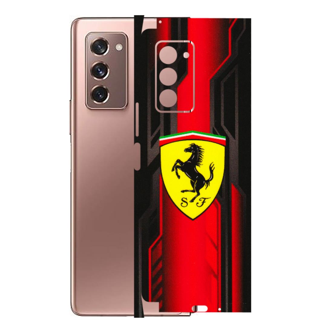 Samsung M/F/Note/Flip and C Phone Skins (All Models) - Black Ferrari Logo - 3D Embossed Finish (L-253) Samsung Galaxy Z Fold 2